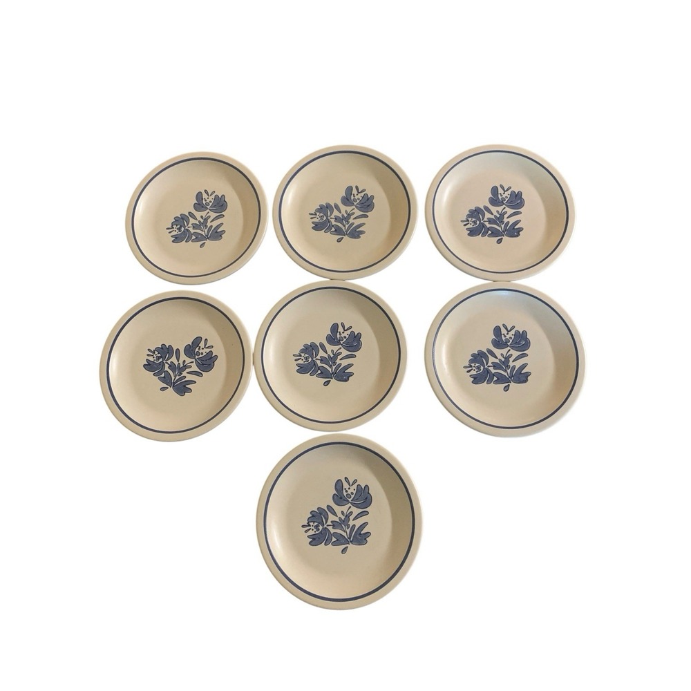 7 Pfaltzgraff Yorktowne Stoneware Salad Plates 6.75” USA Vintage Blue Gray